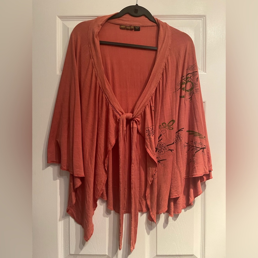 Chic Floral Tie-Front Kimono - Rust